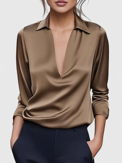Luviaren™ | Damen Bluse mit V-Ausschnitt und knitterfreier Passform