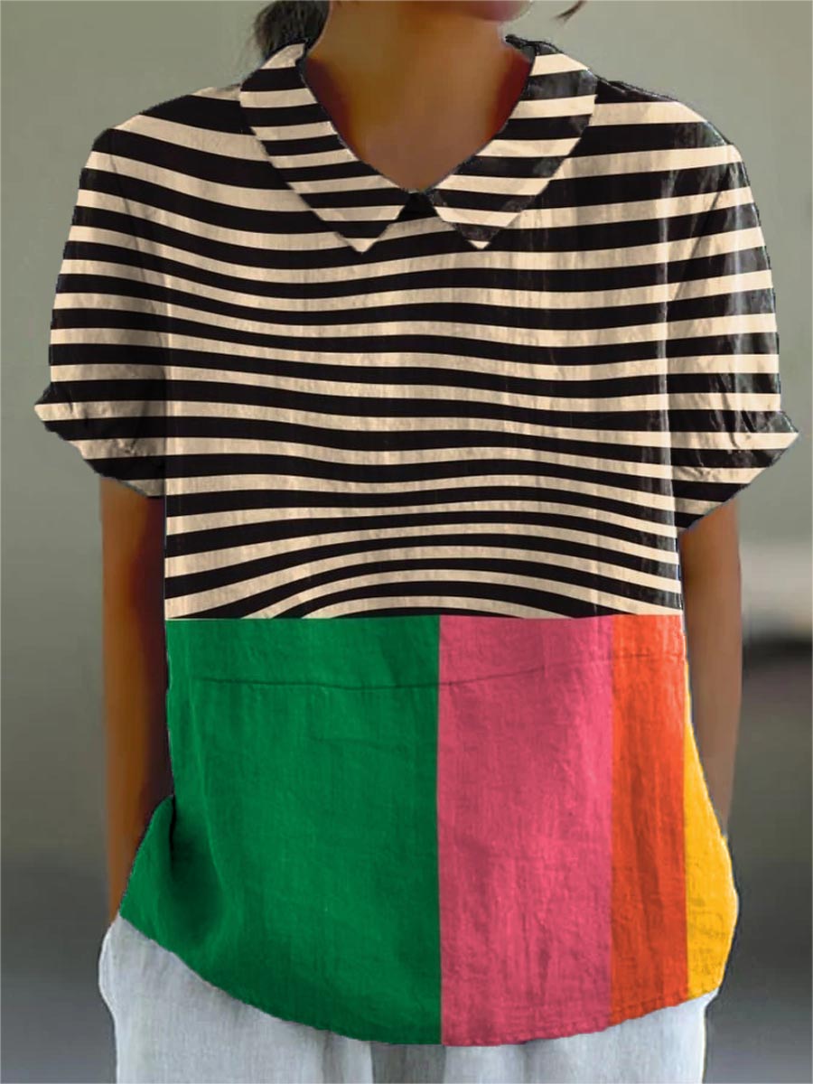 Aurelis™ | Gestreiftes Color-Block Shirt