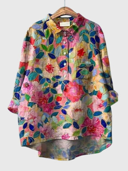 Kronberg™ | Damen Bluse mit Blumenmuster und Knopfleiste