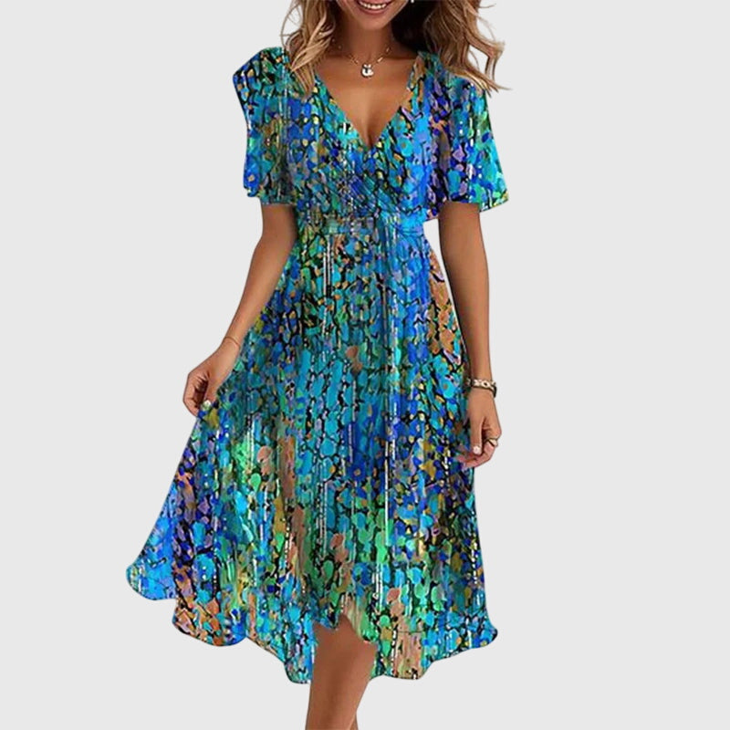 Aurelis™ | Midi-Kleid mit Wickel-Ausschnitt und Flatterärmeln