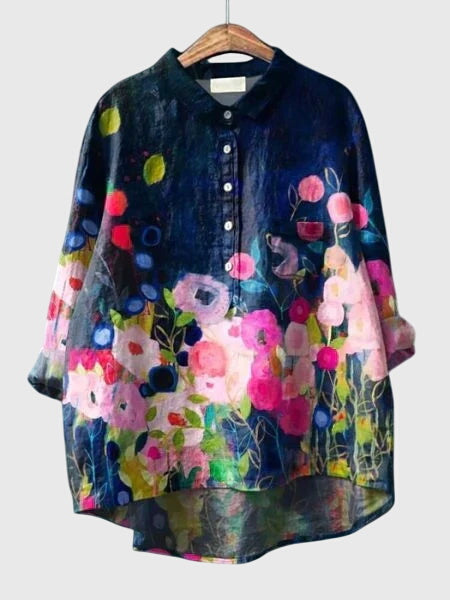 Kronberg™ | Damen Bluse mit Blumenmuster und Knopfleiste