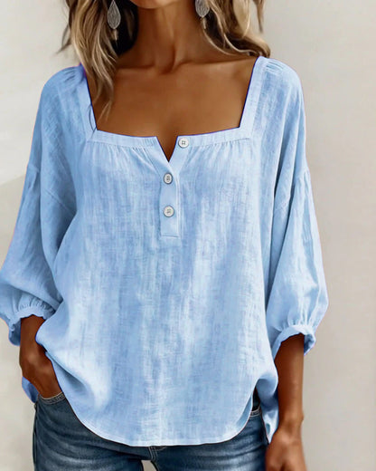 Aurelis™ | Damen Bluse mit quadratischem Ausschnitt und Puffärmeln