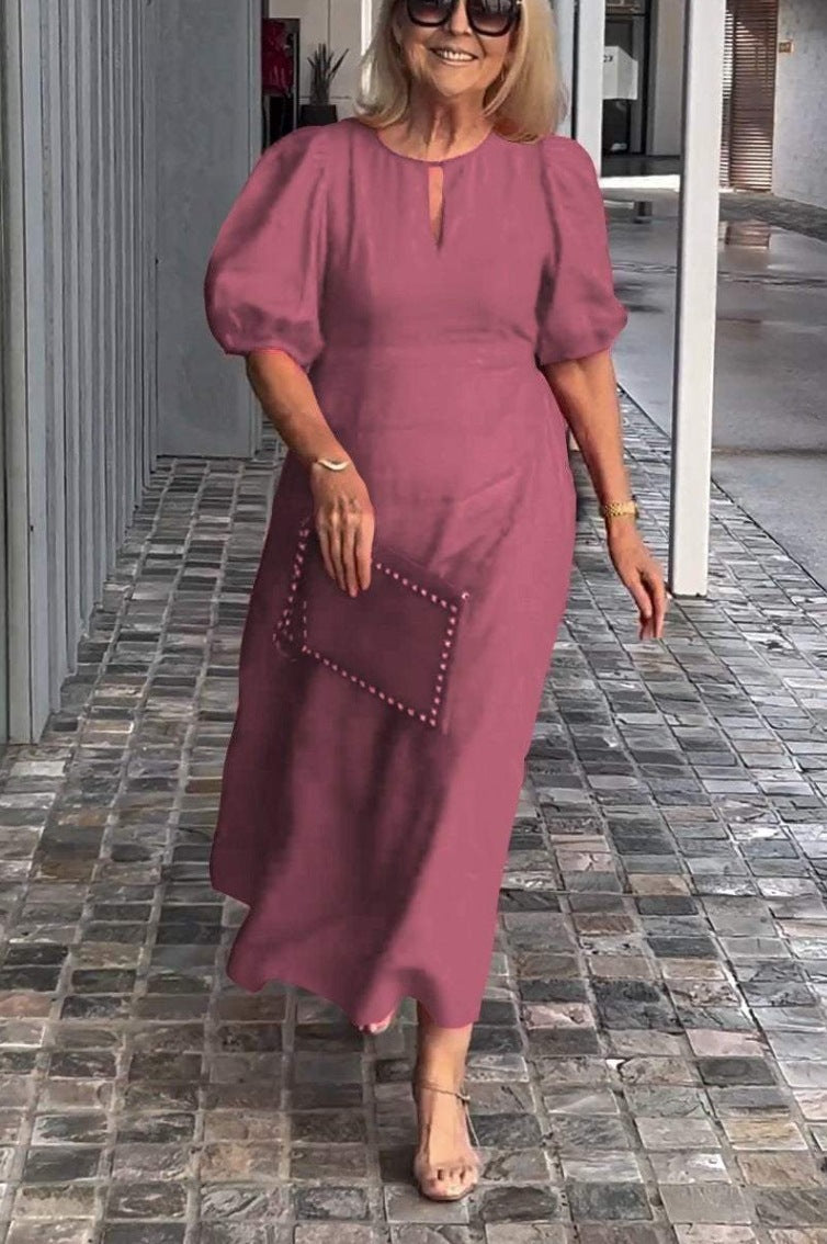 Luviaren™ | Elegantes Midi-Kleid mit Puffärmeln