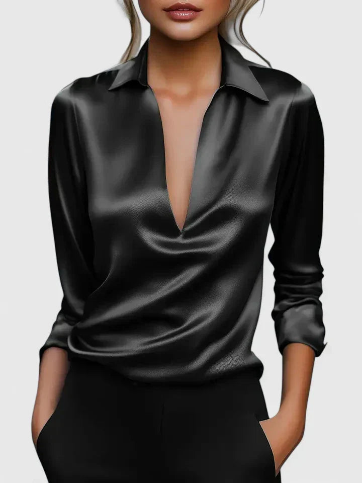 Luviaren™ | Damen Bluse mit V-Ausschnitt und knitterfreier Passform