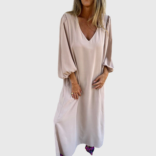 Luviaren™ | Langes Boho-Kleid mit Seitenschlitz und Taschen