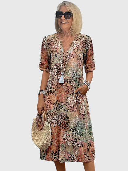 Aurelia™ | Midi Blumenkleid mit figurschmeichelndem Schnitt