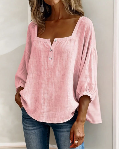Aurelis™ | Damen Bluse mit quadratischem Ausschnitt und Puffärmeln