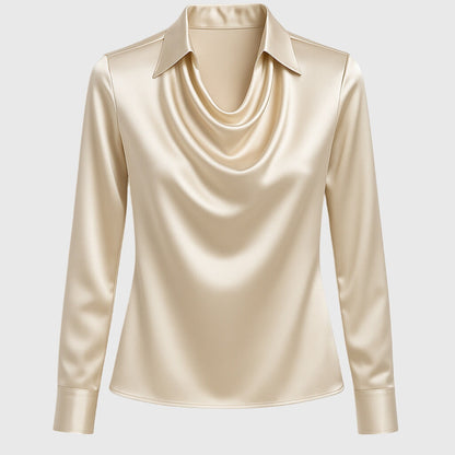 Valerien™ | Damen Bluse mit gefaltetem Ausschnitt und fließender Passform
