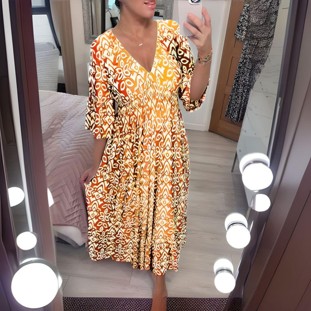 Valerien™ | Boho Maxikleid mit V-Ausschnitt