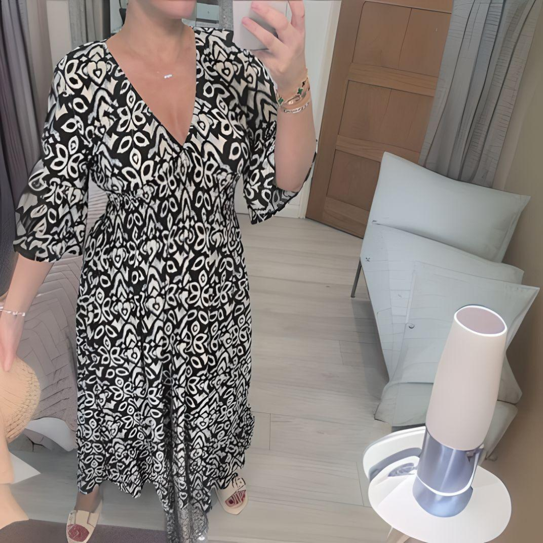 Valerien™ | Boho Maxikleid mit V-Ausschnitt