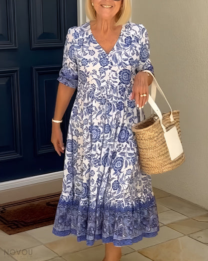 Aurelis™ | Maxikleid mit V-Ausschnitt und Blumenmuster