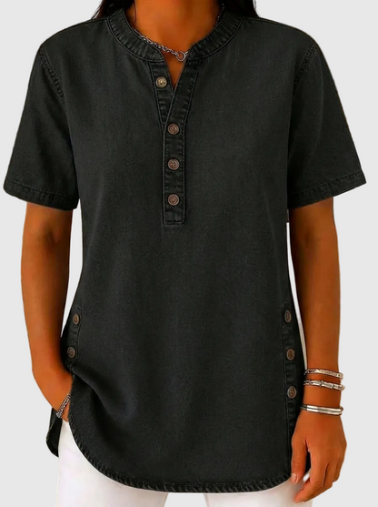 Aurelis™ | Denim-Bluse mit Knopfleiste und lockerer Passform