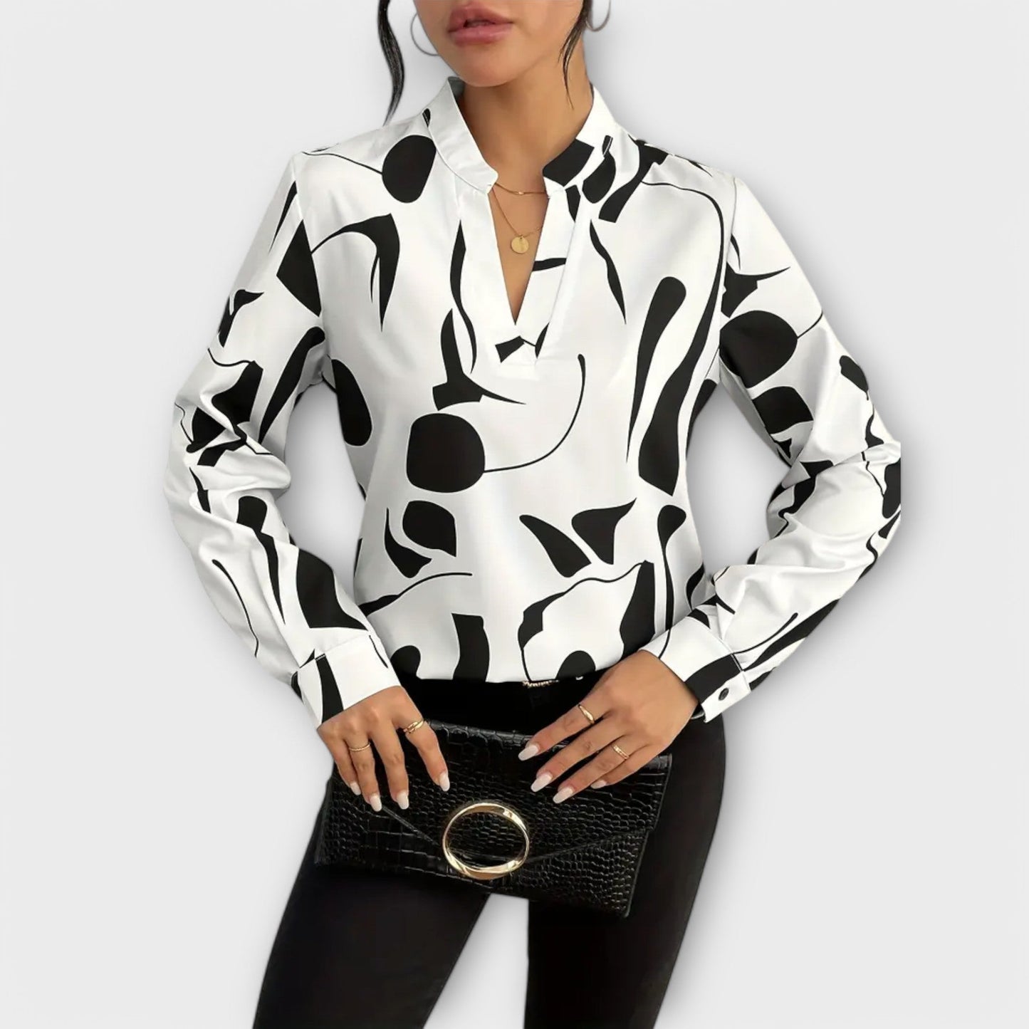 Aurelis™ | Bluse mit abstraktem Muster und geteiltem Ausschnitt