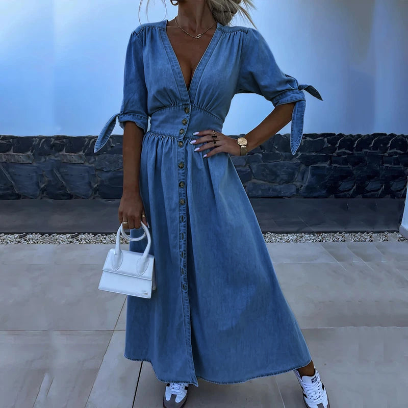 Aurelis™ | Maxikleid mit Schlitz und Knopfleiste