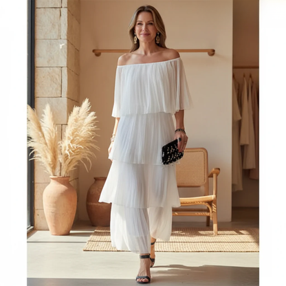 Aurelis™ | Schulterfreies Chiffon Maxikleid