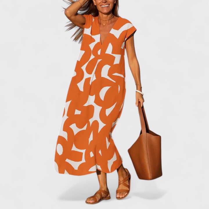 Luviaren™ | Fließendes Kleid mit V-Ausschnitt und Print