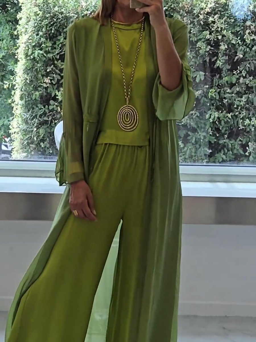 Aurelis™ | Elegantes 3-Teiliges Set mit Cardigan und Weithose