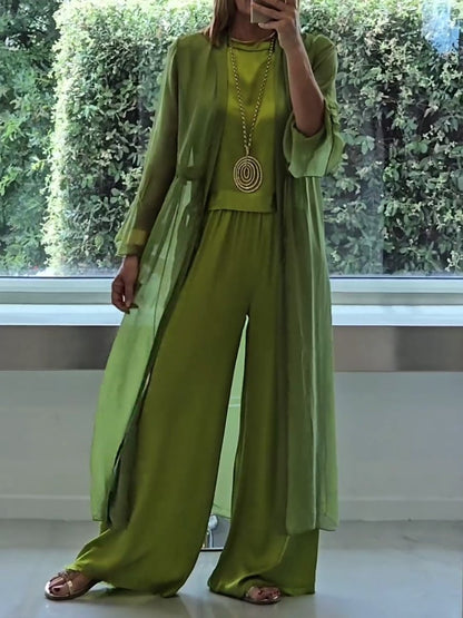 Aurelis™ | Elegantes 3-Teiliges Set mit Cardigan und Weithose