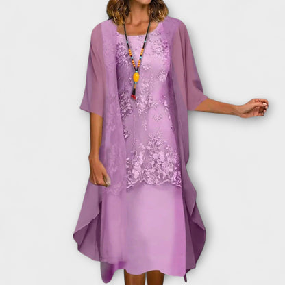 Kalthenn™ | Dalia Midikleid mit Rundhals und Raffung