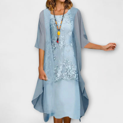 Kalthenn™ | Dalia Midikleid mit Rundhals und Raffung