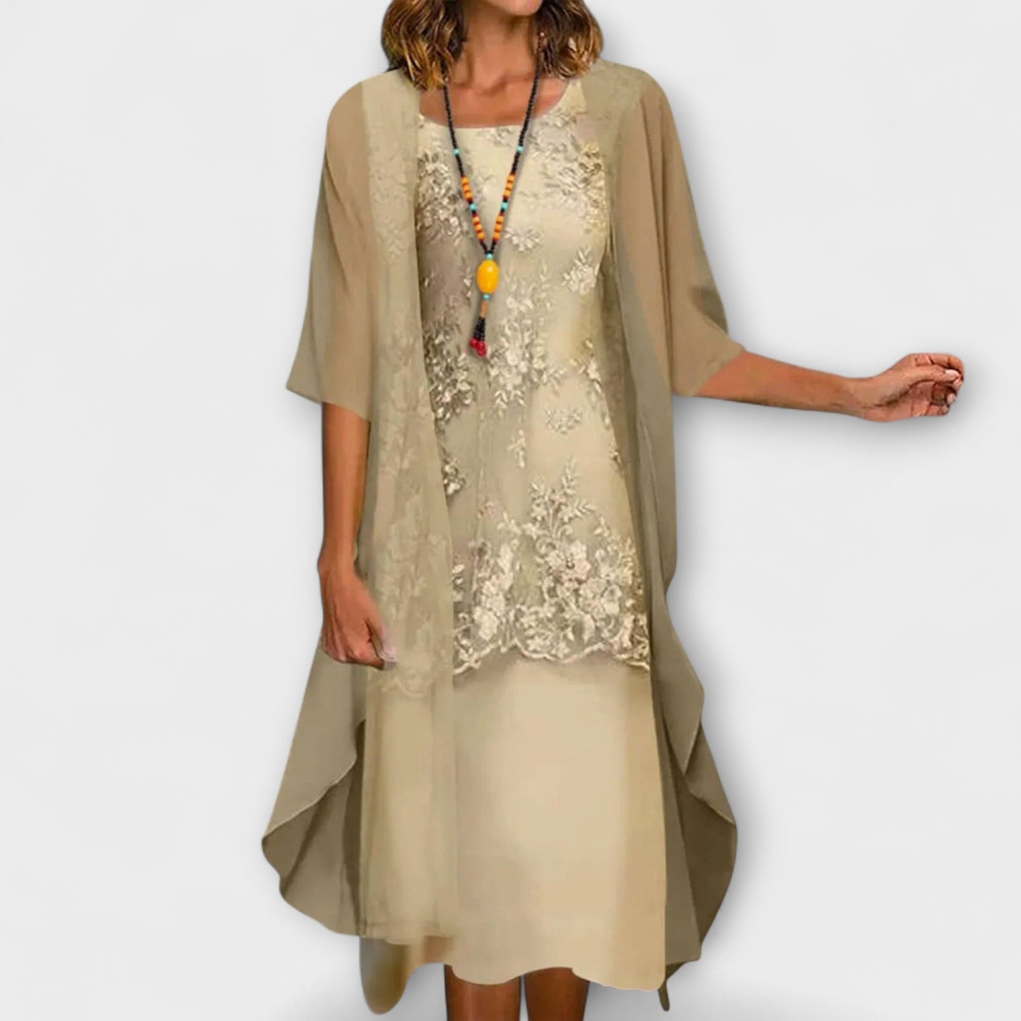 Kalthenn™ | Dalia Midikleid mit Rundhals und Raffung