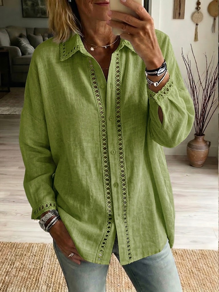 Aurelia™ | Damen Bluse Venice mit Lochstickerei und lockerer Passform