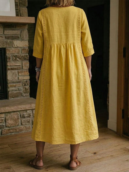 Luviaren™ | Patchwork-Kleid mit V-Ausschnitt