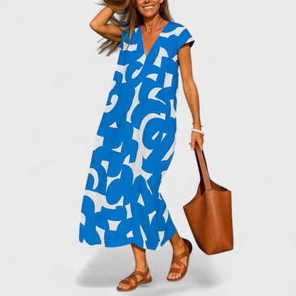Luviaren™ | Fließendes Kleid mit V-Ausschnitt und Print