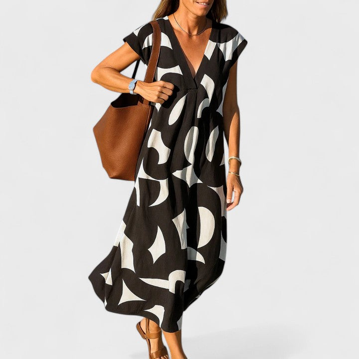 Luviaren™ | Fließendes Kleid mit V-Ausschnitt und Print