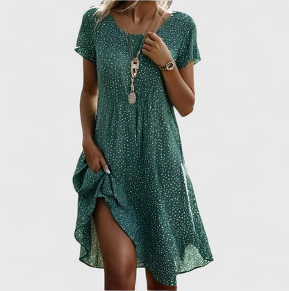 Aurelis™ | Fließendes Boho Sommerkleid mit kurzen Ärmeln