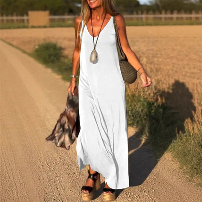 Valerien™ | Ärmelloses Maxikleid mit V-Ausschnitt