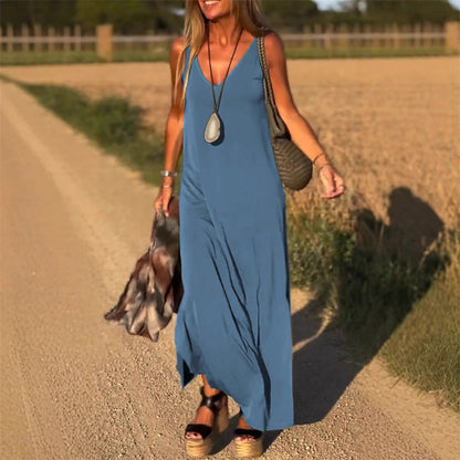 Valerien™ | Ärmelloses Maxikleid mit V-Ausschnitt