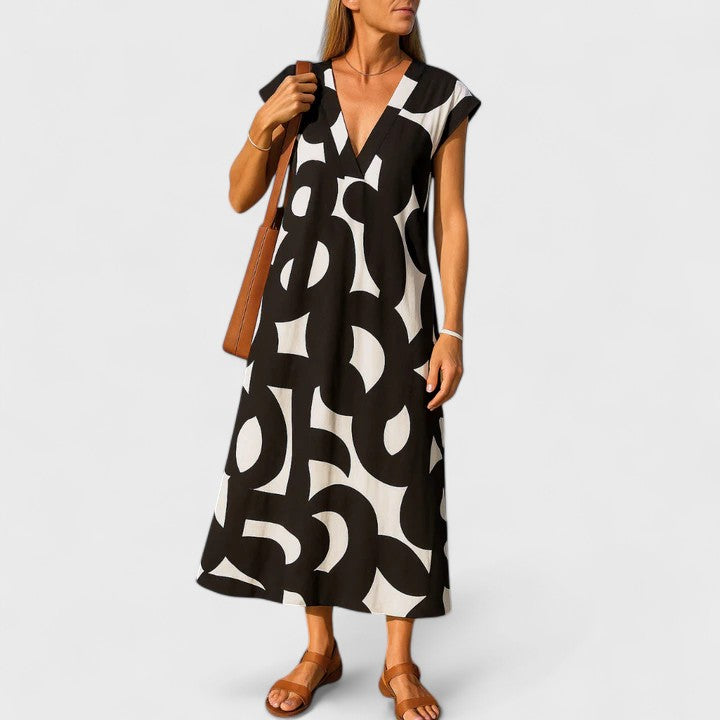 Luviaren™ | Fließendes Kleid mit V-Ausschnitt und Print