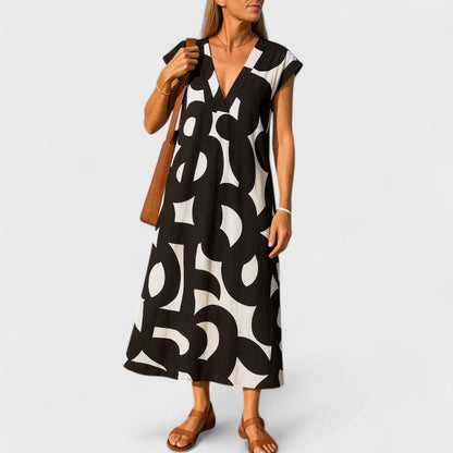 Luviaren™ | Fließendes Kleid mit V-Ausschnitt und Print