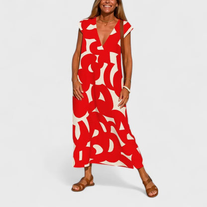 Luviaren™ | Fließendes Kleid mit V-Ausschnitt und Print
